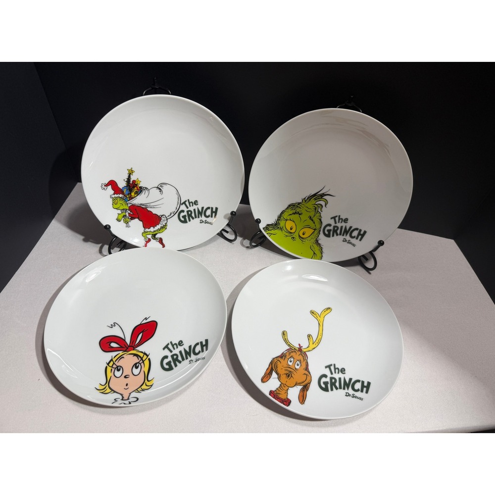 Vandor Dr. Seuss The Grinch Ceramic Plate Set of 4 Max Cindy Lou Who Holiday